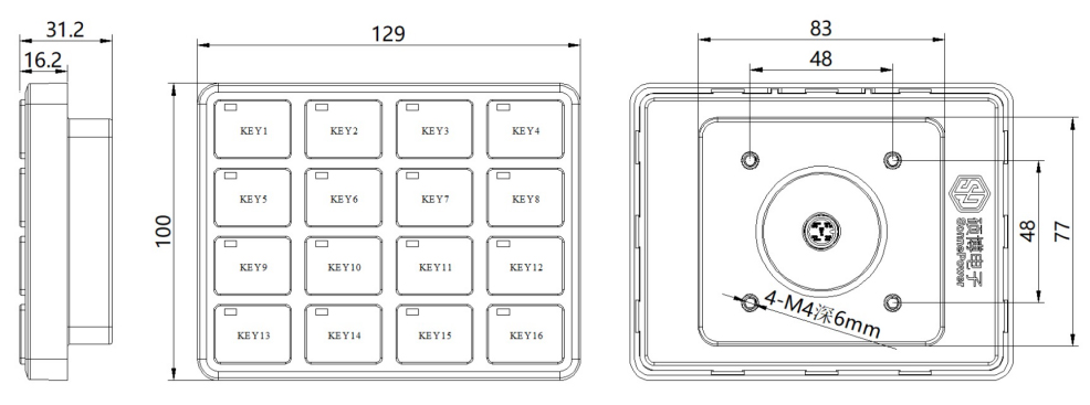 Construction machinery keypad SPM-KEYP-A16